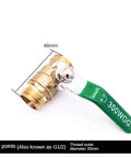 Heavy Duty Half Inch Brass Ball Valve Male To Female Pipe Fitting With Smooth Flip Lever Handle Built Tough Water Shutoff Valve For Copper Plumbing Quick Swap shown with dimensions and green handle.