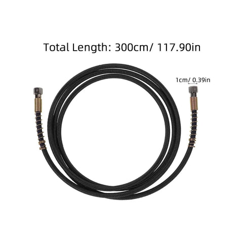 Heavy Duty High Temperature Steam Hose For Steam Irons And High Pressure Ironing, Durable Tubing, 300cm length, black