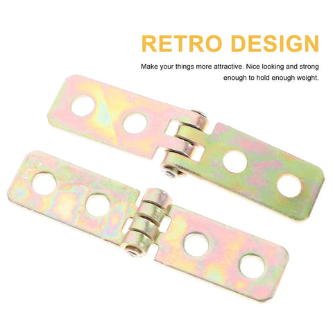 Two small iron chest hinges with foldable design, part of 12 Pack Small Iron Chest Hinges Foldable Cabinet Door Hinges 60x13mm Reinforced Mini Box.