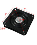 Heavy Duty Black 5 Inch Swivel Replacement Plate For Bar Stools, cold rolled steel design, dimensions 5x5 inches.