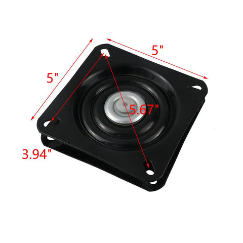 Heavy Duty Black 5 Inch Swivel Replacement Plate For Bar Stools, cold rolled steel design, dimensions 5x5 inches.