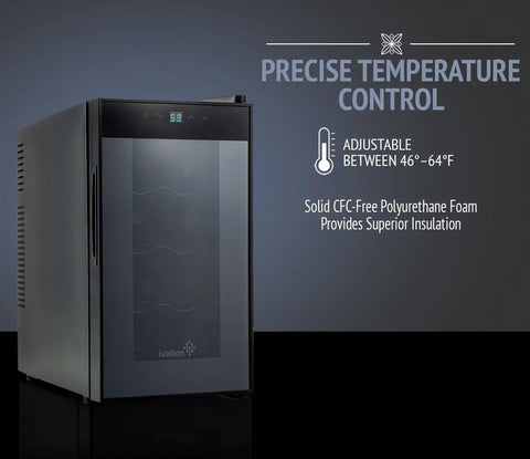 8 Bottle Countertop Wine Cooler For Red And White Wines With Digital Temperature Display Freestanding Refrigerator With Smoked Glass Door Quiet Operation Keeps Wine At About 55 Degrees Fahrenheit For Optimal Flavor