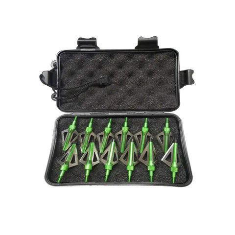 Three Blade Archery Broadheads 100 Grain Screw In Arrow Tips For Crossbow And Compound Bow With 1.35 Inch Cut in black case