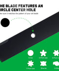 Diagram showing center hole design of Beefed-Up High Lift 61 Inch Mower Blades Replacement For Ferris Scag Turf Tiger Bad Boy.