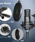 XLR Condenser Microphone With Cardioid Pattern, Boom Arm And Pop Filter For Streaming And Podcasting, includes XLR cable