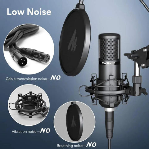 XLR Condenser Microphone With Cardioid Pattern, Boom Arm And Pop Filter For Streaming And Podcasting, includes XLR cable