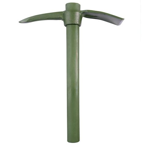 Mattock Go To Tool For Camping And Bushcraft Dual Purpose Forged Head Pick Axe For Digging Trenches Roots Gardening And Survival Tasks Heavy Duty Outdoor Tool, green handle and head