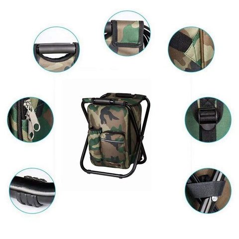 Go-To Multifunction Folding Cooler And Stool Backpack For Outdoor Adventures, Portable Camouflage Seat Table Bag details