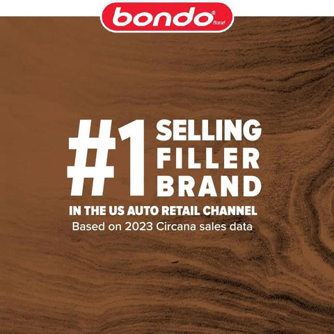 Bondo brand highlighting '#1 Selling Filler Brand' in auto retail, emphasizing its market leadership and 2023 sales data.