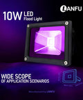 Two Pack 10W UV Black Light Flood Lamps With Plug Waterproof IP65 High Power Lit Neon Glow for parties and more