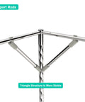 Adjustable Stainless Steel Canopy Bed Frame Fits Twin Full Queen King Sizes with support rods featuring triangle structure for stability.