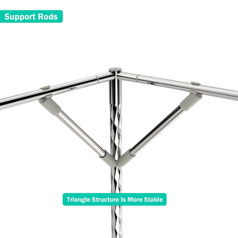 Adjustable Stainless Steel Canopy Bed Frame Fits Twin Full Queen King Sizes with support rods featuring triangle structure for stability.