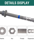Concrete Wedge Anchors One Half Inch By Five And One Half Inch Heavy Duty Ten Pack Hot Dip Galvanized Carbon Steel Cement Anchor Bolts details
