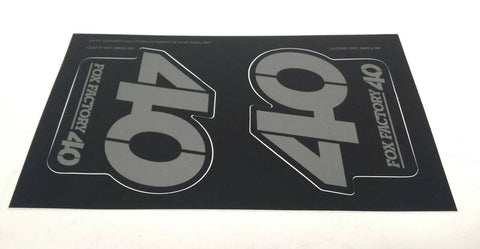 Heritage Fork And Shock Decal Kit Stealth Vinyl Finish for motorcycles and dirt bikes, showing FOX Factory 40 decals on sheet.