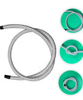 No Fuss Heavy Duty Garment Steamer Hose Replacement For High Temp Use Flexible PVC Nylon Tube; coil detail, black connectors