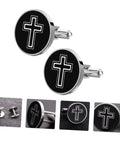 Black Cross Cufflinks For Men Titanium Steel Shine Dress Shirt Buttons Decorative Fasteners For Business And Formal Wear With A Boss Vibe