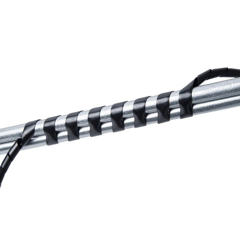 Black Spiral Cable Wrap, 3 1/2 ft, 2 Piece, Flexible Polyethylene Split Cable Sleeve wrapped on metal rod for cable management