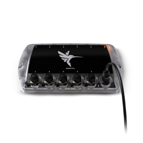 Five Port Ethernet Switch for Fish Finders and Networking Gear Build a Plug and Play XPLORE and AP Network Up to Twenty Units and Expand Like a Boss for Marine Electronics, front view