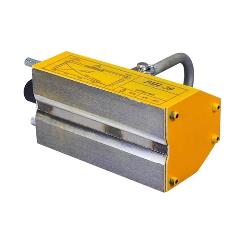 Kickass Heavy Duty Permanent Magnet Lifter Industrial Magnetic Crane Hook For Steel Plates And Iron Blocks Zero Cord Hassle 2000Kg Grip with yellow and silver design.