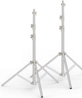 Beefy 9.2 Ft Heavy-Duty Light Stand Kit Two Pack, silver metal stands with dual springs, suitable for studio lighting support.