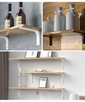 Heavy Duty White Steel L Brackets Rock Solid Corner Wall Shelf Mounts Built Tough For Diy Shelving And Garage Storage Load Bearing Joint Hardware With Screws Included For Hassle Free Setup on wooden shelves.