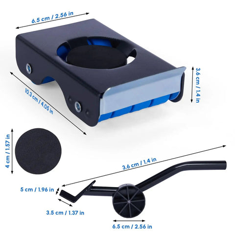 Heavy Duty Furniture Sliders With Wheels For 700 Lbs Load, 4 Metal Sliders With Anti Slip Pads And Brakes, side view dimensions