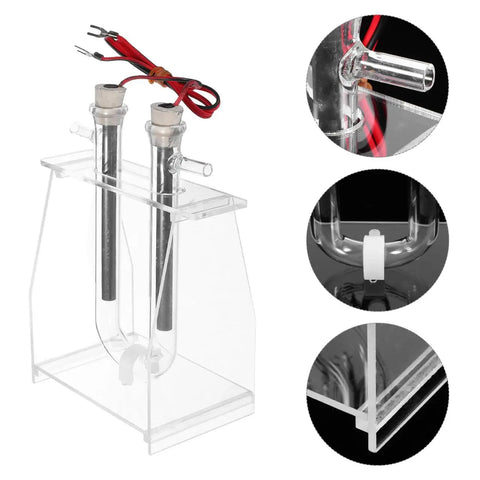 Hands-On Water Electrolysis Demonstration Kit For Science Class, transparent setup with electrodes, clear electrochemical tubes