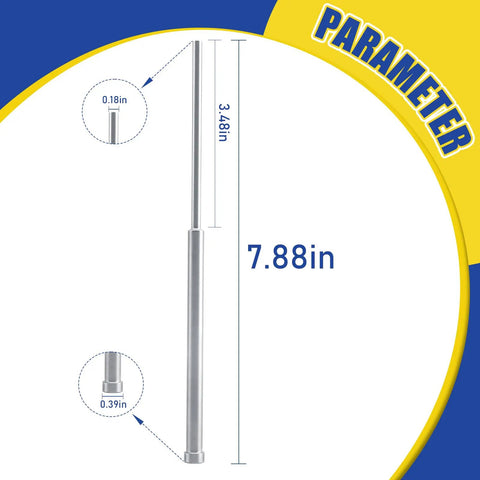 Image showing dimensions of Extra Long Three Sixteenth Inch Pin Punch Set, including 7.88 inches total length, with 0.18 inch key size.