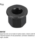 M12 Flange Hex Nuts 5 Pack Grade 10.9 Carbon Steel Heavy Duty Machine Parts with solid black oxide coating displayed from close-up angle.