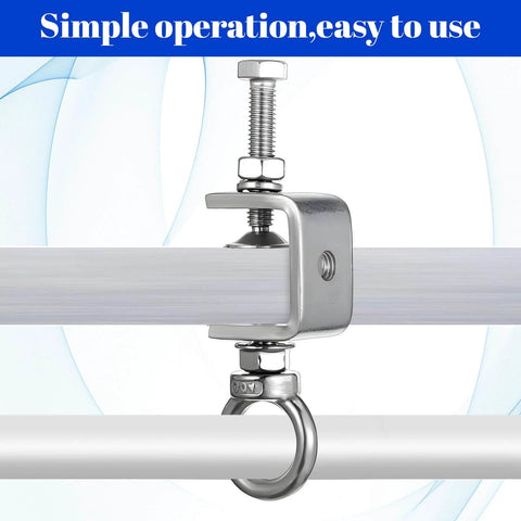 Six Pack Stainless Steel C Clamps With 4.72 Inch Beam Depth And M8 Screw Ring, I Beam Design Clamps for metal mounting and welding