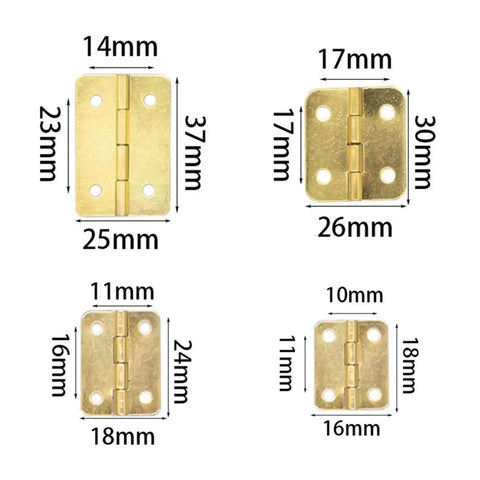 Set Of 10 Mini Vintage Rectangle Hinges For Wooden Boxes And Cabinets With Screws Iron Bronze Coated Hardware Sizes
