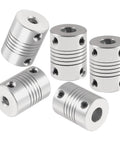 5 Pack Flexible Couplings 5mm To 8mm For NEMA 17 Stepper Motors In 3D Printers, Aluminum Alloy, Front View
