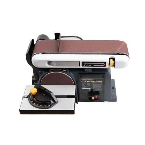 Rugged Belt And Disc Sander Combo For Woodworking With 4 By 36 Inch Belt And 6 Inch Disc Tilt Tables From Zero To Ninety Degrees And Zero To