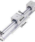 Beefed Up SBR16 2000mm Linear Rail Kit With 2 Rails And 4 SBR16UU Blocks, 16mm guide shown with dimensional markings