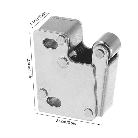 2 Pack Kitchen Cabinet Door Catch Latch, Stainless Steel Roller Lock With Soft Closing, dimensions visible, close-up view