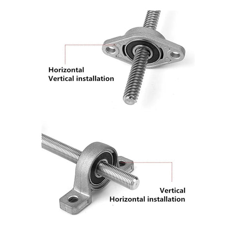 Heavy Duty T10 Ball Screw With Nut Machine Parts 850mm Vertical Kit For CNC Lathe High Precision Trapezoidal Lead Screw And Holder Set, horizontal and vertical installation