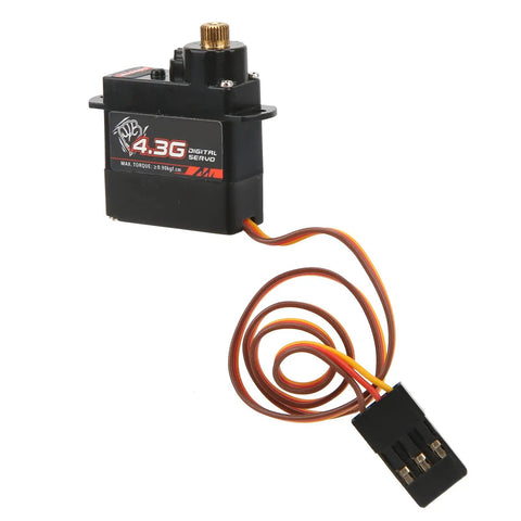 Top Shelf RC Digital Servo Kit With 4.3g Torque Reinforced Metal Gears And Quick Response Coreless Motor Upgrade For One Twenty Four Scale Builds Built Different For Enthusiasts - view of the servo with connect wires.