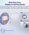 Dope Tiny 10A WiFi Smart Light Switch Module for DIY home automation showing compatibility with small enclosures
