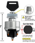 4 Position Ignition Switch For 12V Vehicles And Equipment ACC Off Run Start Heavy Duty 30A Zinc Die Cast Construction