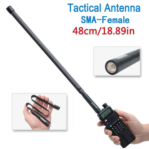 SMA-Female Tactical Ham Radio Antenna 18.8 Inch Foldable High Gain 2.15 Dbi for portable communication on Baofeng radios