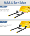 Step-by-step setup of Pallet Forks For Tractor 4000 Lb Capacity 60 Inch Clamp On Forks With Adjustable Stabilizer Bar