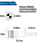 8mm Panel Mount Red LED Indicator Light for 12V 24V Vehicles Low Power Dash Signal Lamp With 8mm Mount Hole and About Five Point Six Six Inch Wires Easy Install for Cars Trucks RVs Boats. product size diagram