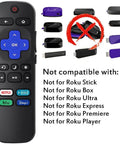 Two Pack Universal Remote For Roku Smart TVs Works With Hisense Onn TCL Sharp Element Philips JVC RCA Insignia Sanyo LG RokuSeries image showing remote and incompatible devices