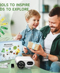 3 In 1 Handheld Microscope With 2 Inch LCD Screen 1000X Zoom For Kids Ages 8 To 12 Portable Mini Scope With LED Light Includes 32GB Card And 5 Sample Slides Awesome Halloween Christmas Birthday Gift, gift box and accessories shown