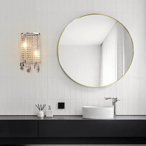 Modern Crystal Wall Sconce With Sparkling Crystal Drops Shade for Living Room Hallway and Bedroom Luxe Chrome Finish
