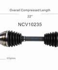 Rock Solid Cv Axle Shaft Assembly For Left Front Driver Side with 22" length and 33/34 splines for OEM fitment.