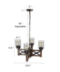 Wood Farmhouse Cage Chandelier Four Light Pendant For Kitchen Island Industrial Chic Dining Table Vintage Edison Ceiling Light Brown And Black Rustic Fixture dimensions