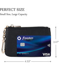 Full Grain Leather Coin Purse And Keychain Wallet With Slick Pull Zipper Closure Handy Card Slots Stylish Matte Black Finish No Fuss Go To Everyday Carry with card dimensions.