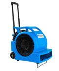 Three Speed 1HP Air Mover With 4000 CFM for fast floor and carpet drying heavy duty rotomold housing handy wheel kit blue