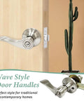Privacy Door Lever Set Keyless Bedroom And Bathroom Lock Brushed Nickel Interior Door Handles With Lock 10 Pack Thumb Turn Inside Coin Emergency Release Easy Install Drop Lever Shape